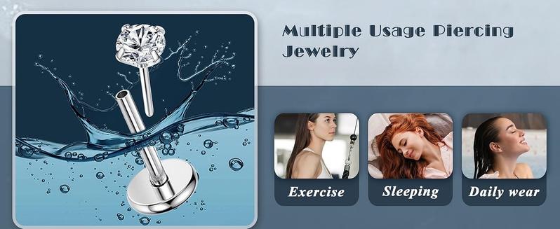 THUNARAZ 20 Pcs Shining Simple L-shape/Flat Back Nose Studs for Women Men Surgical Steel Hypoallergenic Body Piercing Jewelry Threadless Nose Studs with Taper Insertion Pin 18G 20G Nose Rings Diverse Styles for Christmas Gift