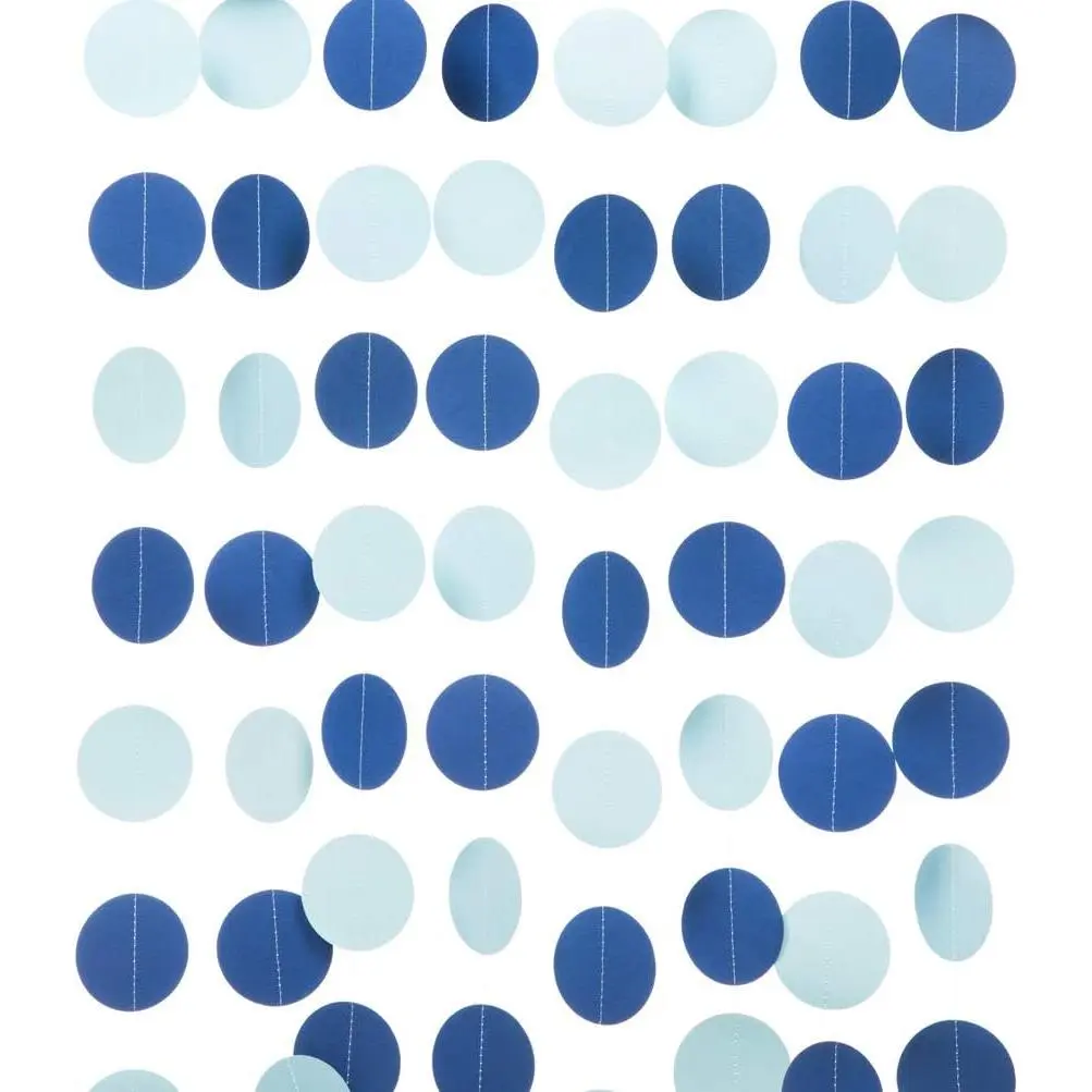 Blue Paper Garland Circle Dots Party Garland Streamer Backdrop  Decorations, 2.5" in Diameter, 20  in