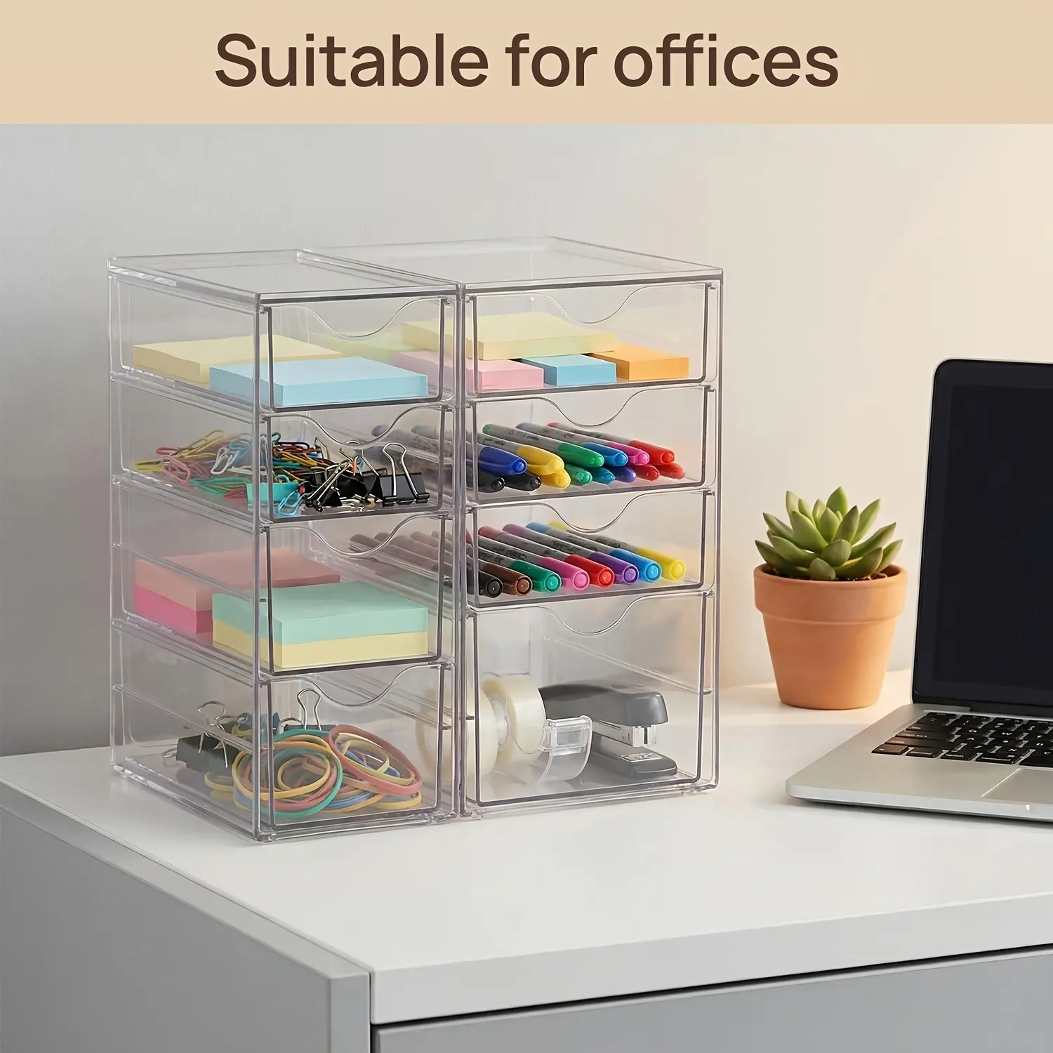 8/16-Drawer Clear Acrylic Desk Organizer, Dustproof Storage Drawers for Office Craft Supplies Makeup Beads Small Parts Workshop