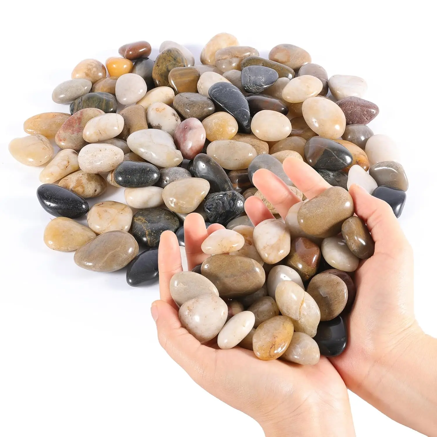 River Rocks Decorative  - 2.2lb  Color Polished Gravel for Garden Landscaping, Indoor , Aquariums, , Vases, Fish , Outdoor Flower Beds 0.4-1.2 Inch Ornamental Stones