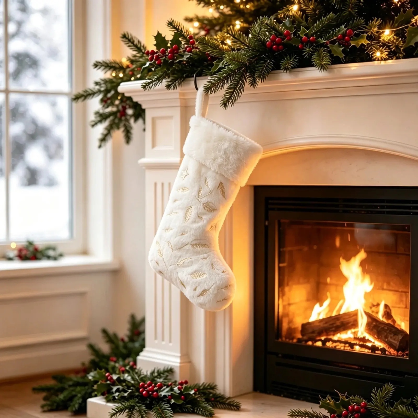 Christmas Stocking Party Decoration, Feather Christmas Sock, Holiday Gift Bag, Indoor Outdoor Decor, Festive Ornament, Unique Gift Idea