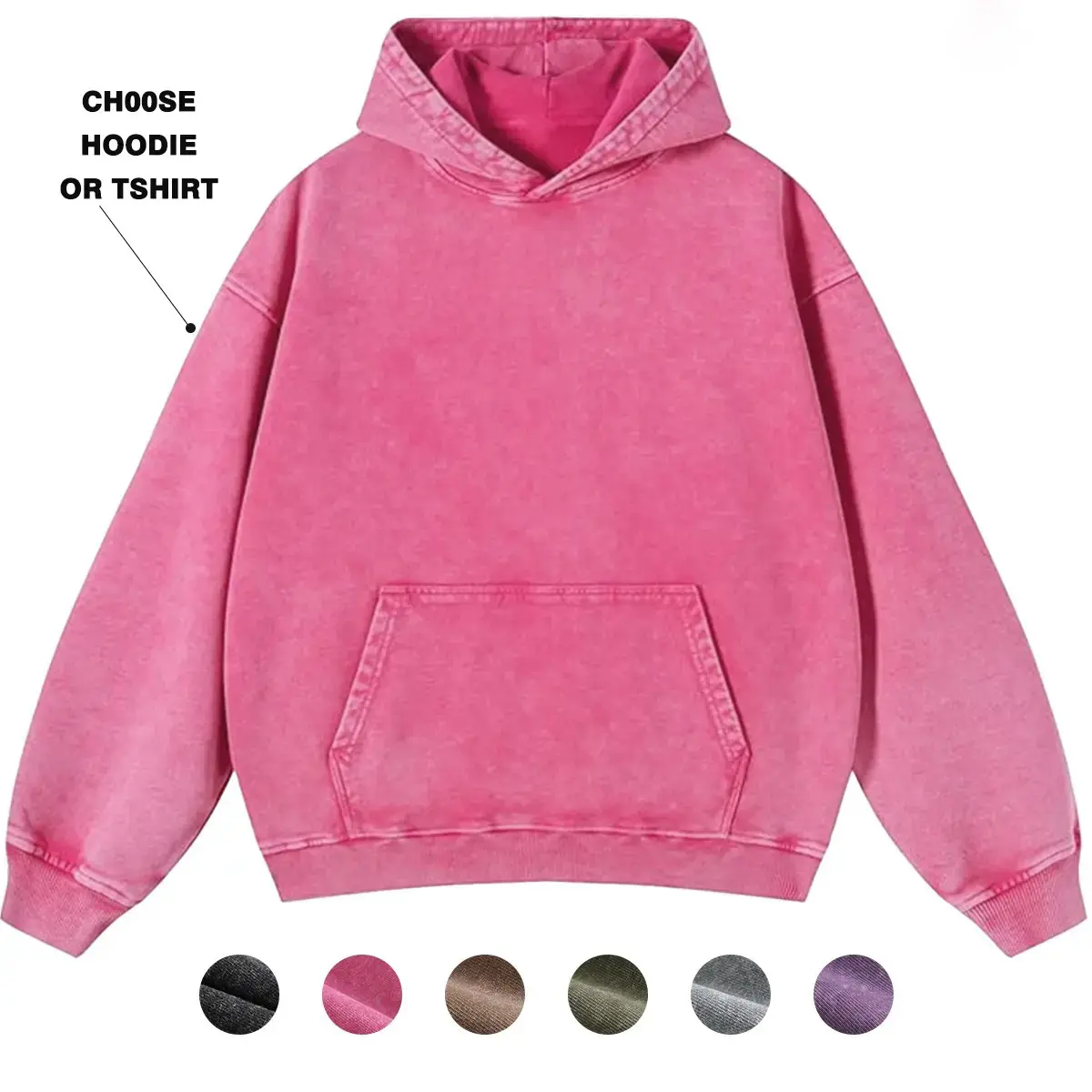 Women's Oversized Acid Wash Hoodie Sweatshirt - Minimalist Basic, Casual Vintage Loose Fit, Winter Long Sleeve, Kangaroo Pockets, Cold Wash Safe All Seasons Top, Sweatshirts