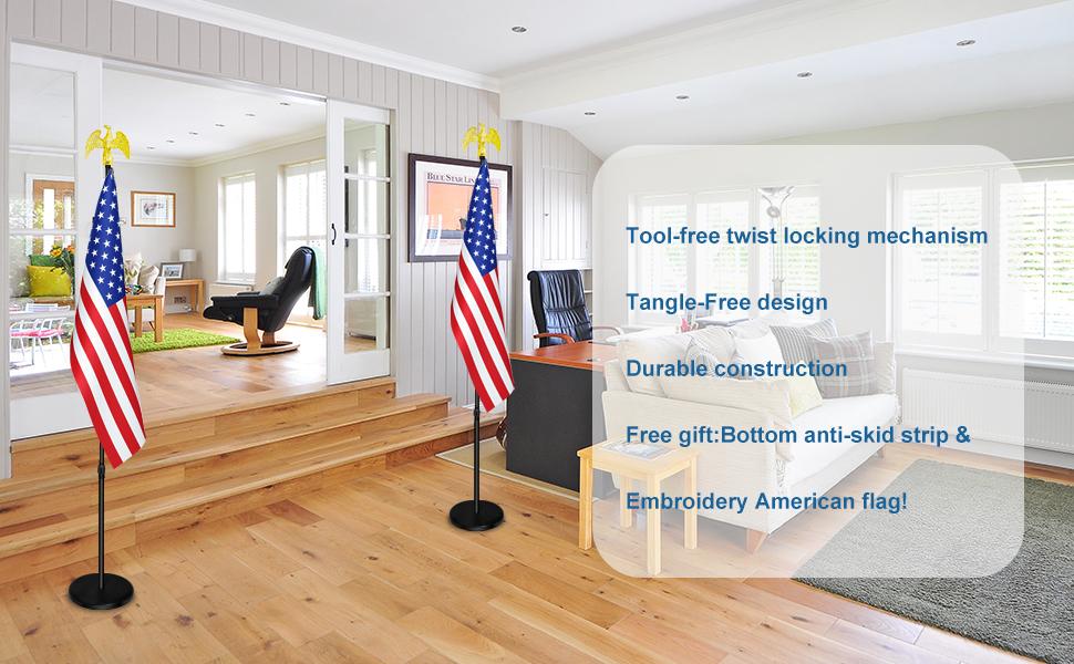 Indoor Flag Pole Kit with Base and Topper 6ft-8ft,Aluminum Flagpole Indoor for Office,School,City Hall Indoor Flag Pole and Stand Indoor Flag Pole Kit with Base and Topper 6ft-8ft,Aluminum Flagpole Indoor for Office,School,City Hall Indoor Flag Pole and Stand