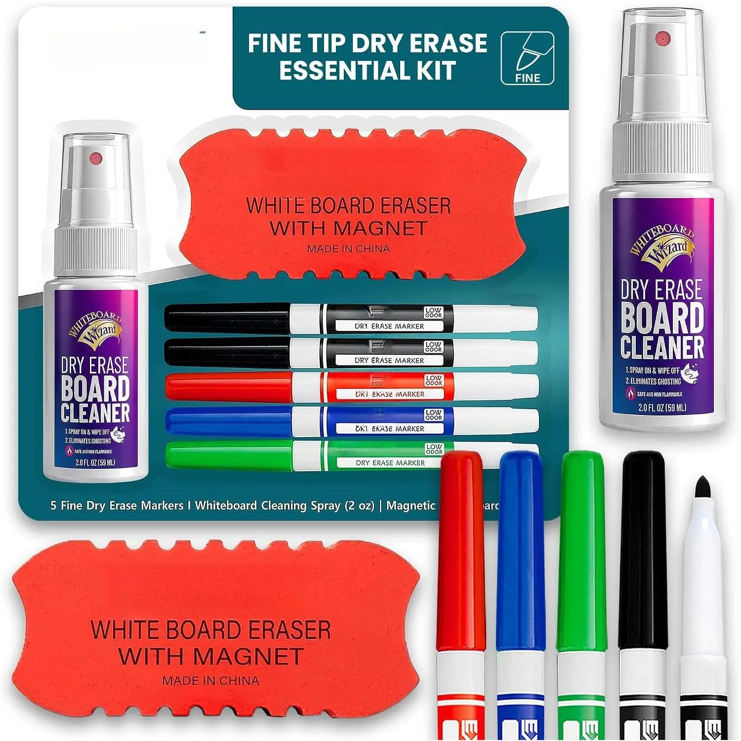 Dry Erase Markers 8 PK Whiteboard Markers Fine & Chisel  Tips