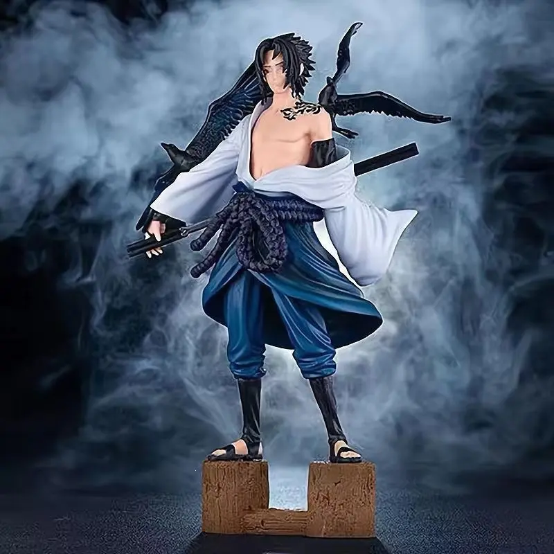 Naruto Curse Seal Sasuke Figure, Crow Sasuke Standing Model, Desktop PC Case Decor, Boy's Gift, Anime Collectible Statue
