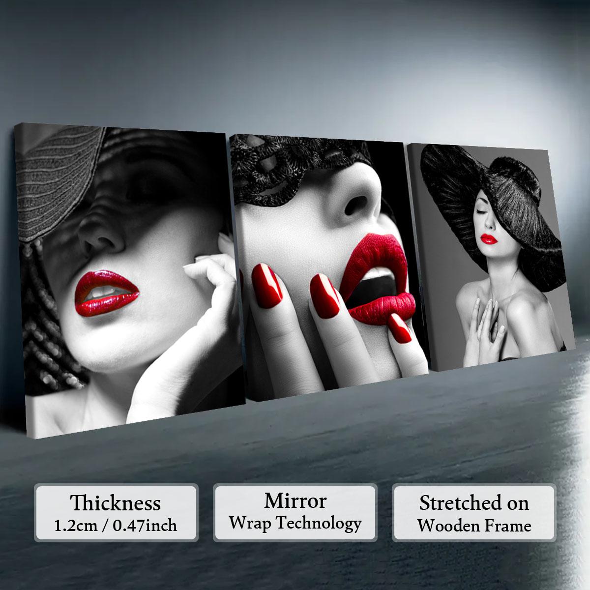 Wooden Framed Canvas Painting, 3 Counts Modern Graffiti Figure Pattern Poster, Fashion Figure Home Decoration, Room Mural, Office Decoration, Wooden Wall Art