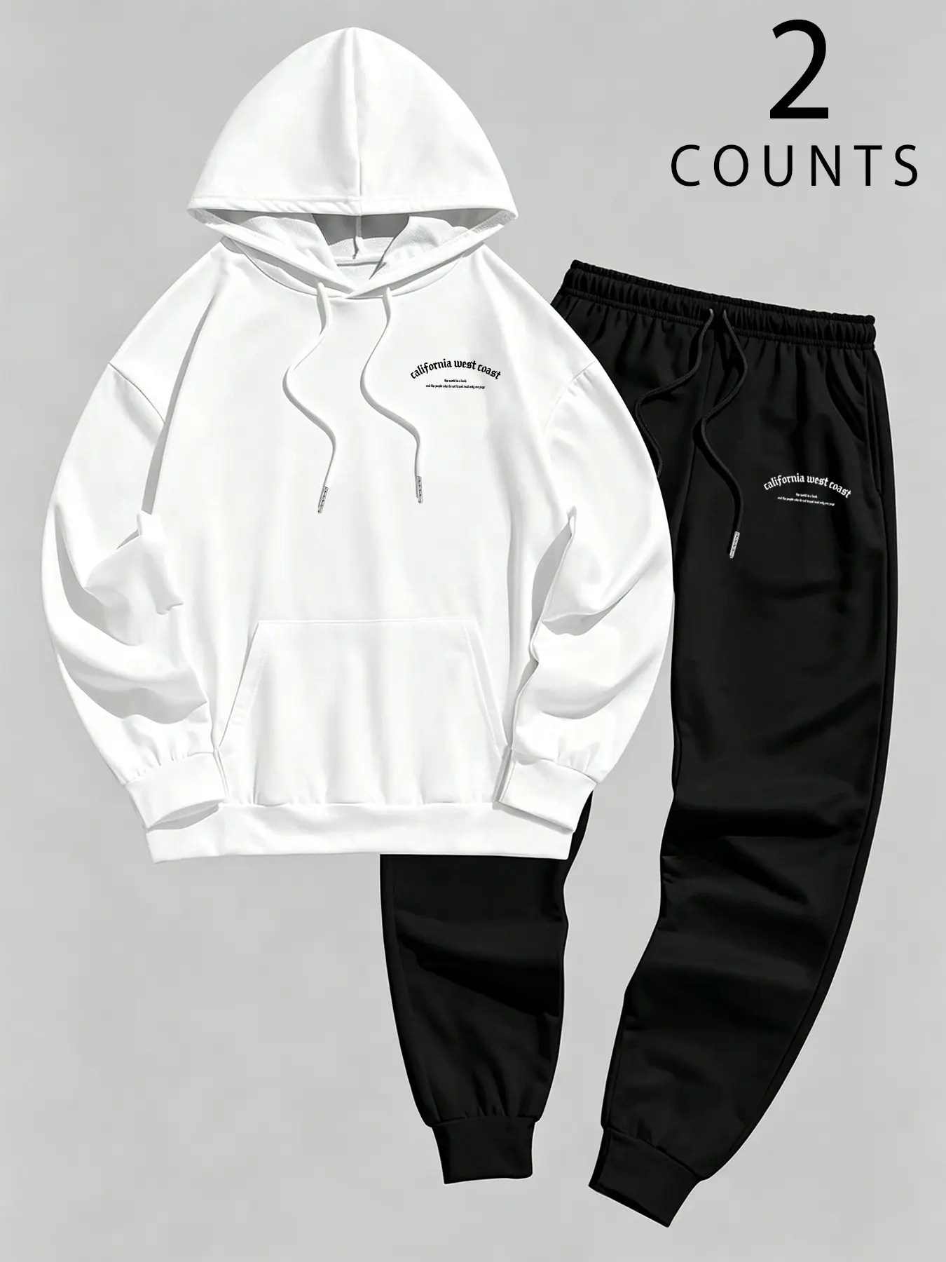 Men's Minimal Printed 2-Piece Matching Set, Oversized Hoodie + Cuffed Joggers, One Outfit Multiple Wear, Ideal for Gym, Commute, Campus, Street Style, Jogging & Loungewear, Letter Print Tracksuit