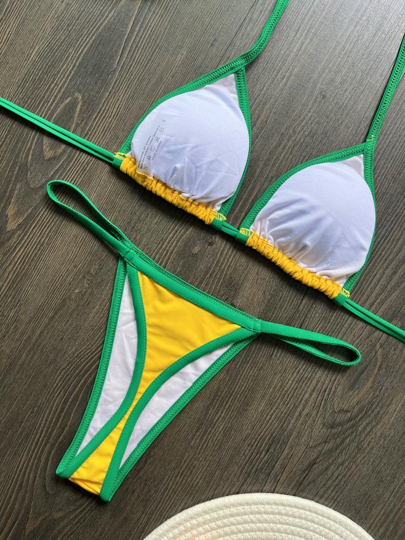 Brazil Flag Embroidery Bikini – New Letter Embroidered Swimsuit, Sexy Women’s Beach Swimwear