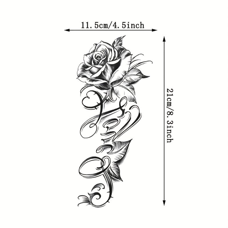 1 Sheet Rose & Love Script    - Realistic Floral Design with Elegant Cursive Lettering, High-Quality Body Art for Parties, Weddings, Valentines Day - Easy Application & Safe Removal, Wedding Decorations | Elegant Scri temporary tattoo sticker