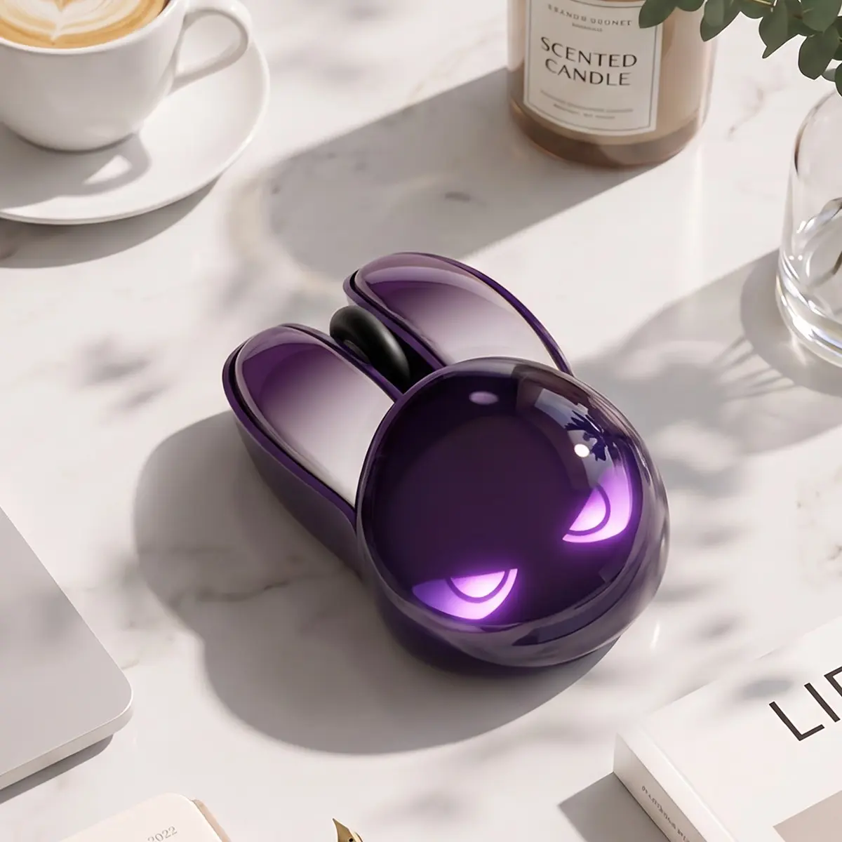 MOFii M6C Dual‑Mode Wireless Mouse, Cute Cool Glowing Bunny‑Ear Rechargeable Mouse for Laptop Desktop Office Use