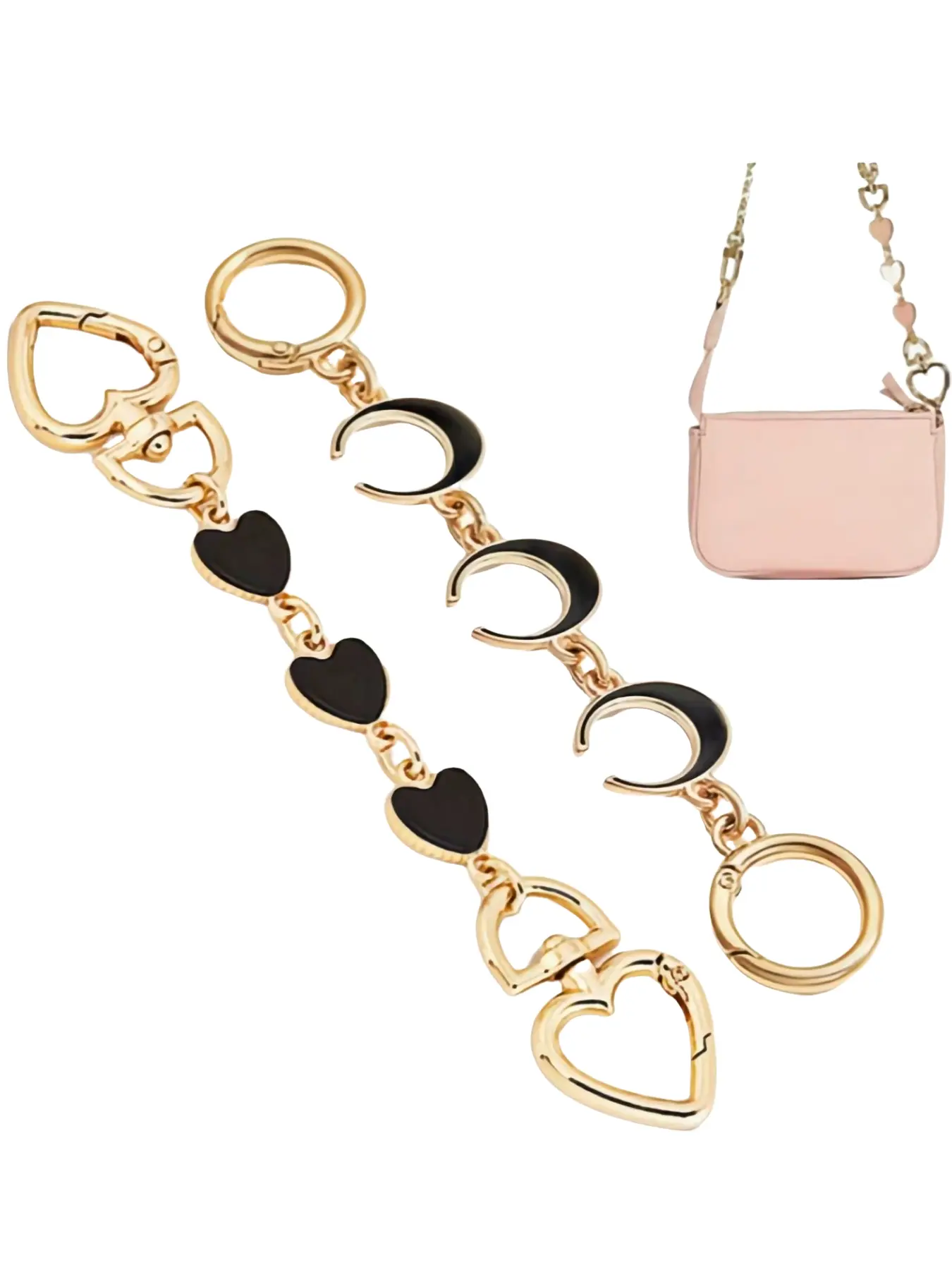 2pcs Metal Chain Extender, Heart Shape Bag Strap Accessory, Bag Chains, Extend Crossbody/single Shoulder Handbag Strap, DIY Wallet Making, Bag Chains For Handbags