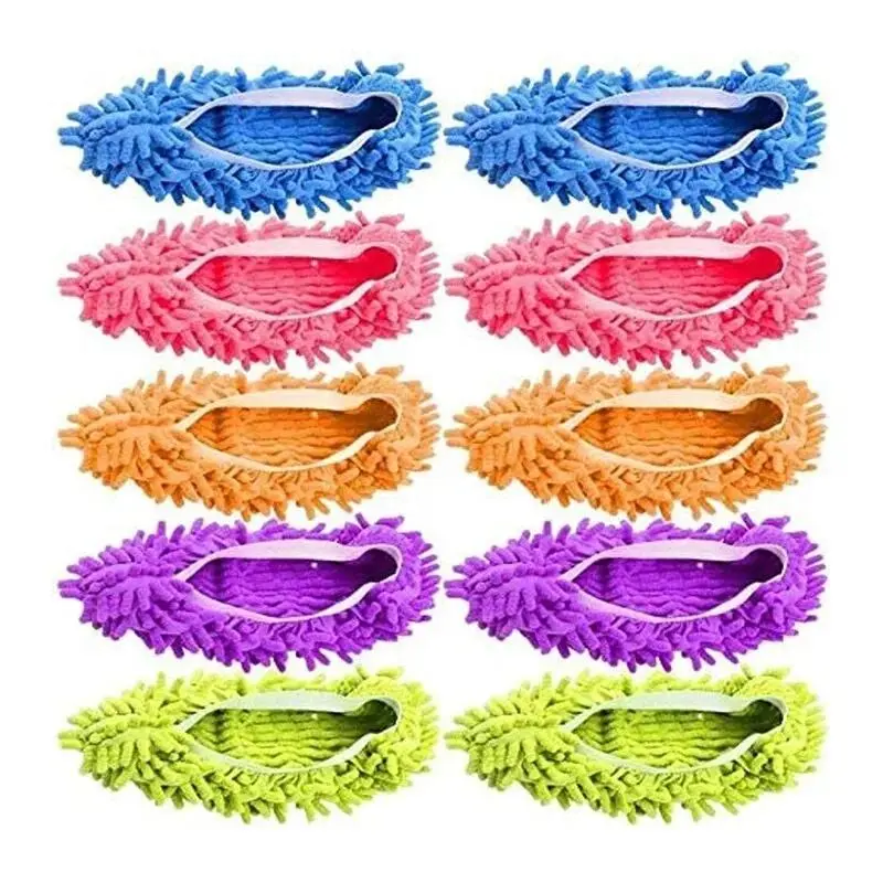 2pcs Dust Cleaner Grazing Slippers House Bathroom Floor Cleaning Mop Slipper Lazy Shoes Cover Chenille Duster Cloth