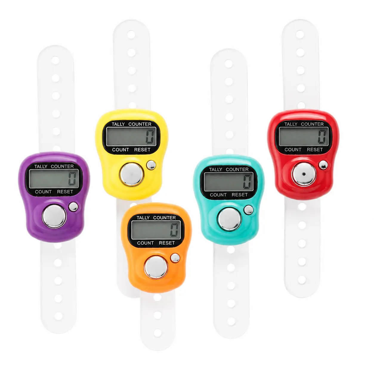 Manual Handheld Mechanical Counter with Ergonomic Plastic Finger Ring - Silent Click, Mechanical Reset, Inventory Track - Durable for Retail Stock Counting, Classroom Attendance Tracking, One-Size Sports Pedometer Accessory, Plastic Ring