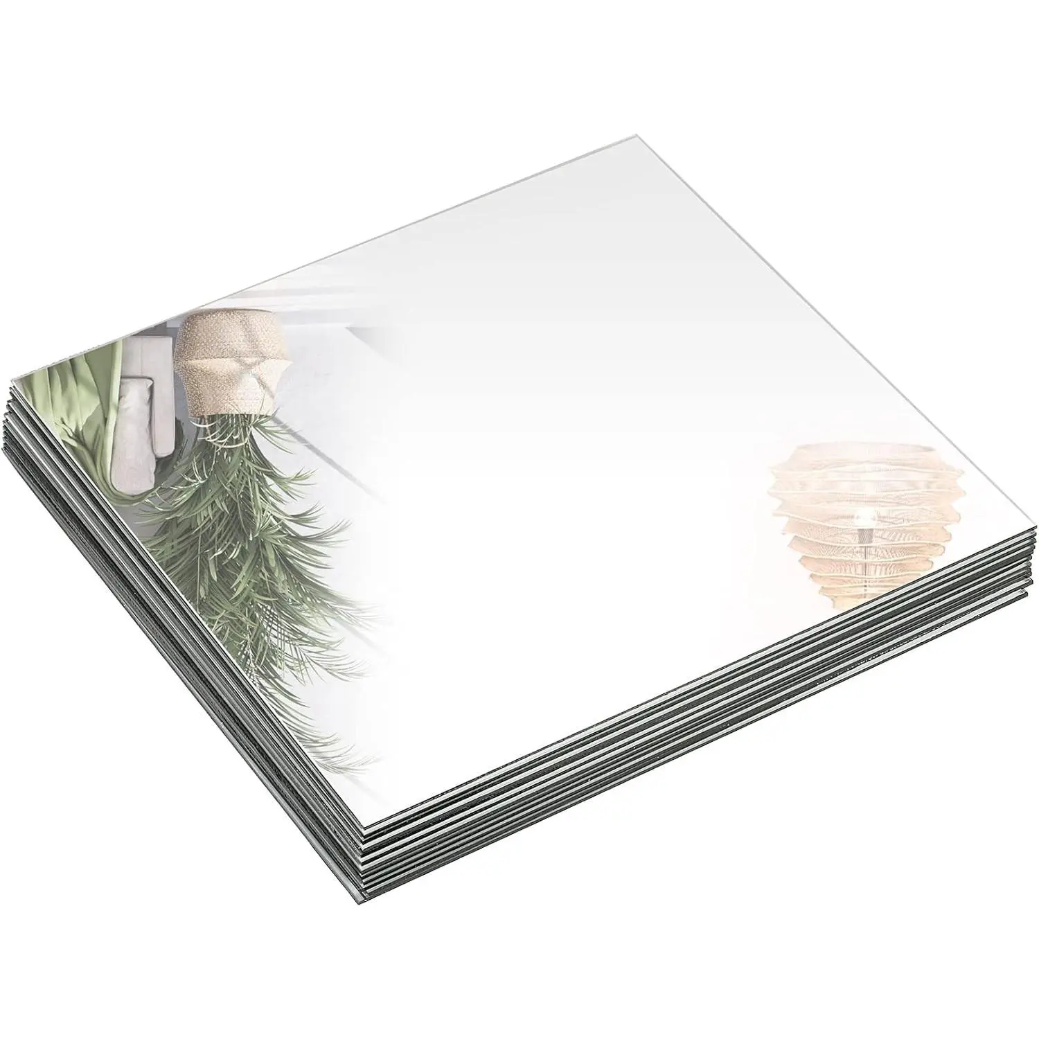 Set of 12 10x10 Inch Square Glass Mirror Tiles - Bulk Mirror Tray Candle Plates, Wall Mountable Mirrors for Table Centerpieces, Wedding, Party, Wall Decoration and Crafts
