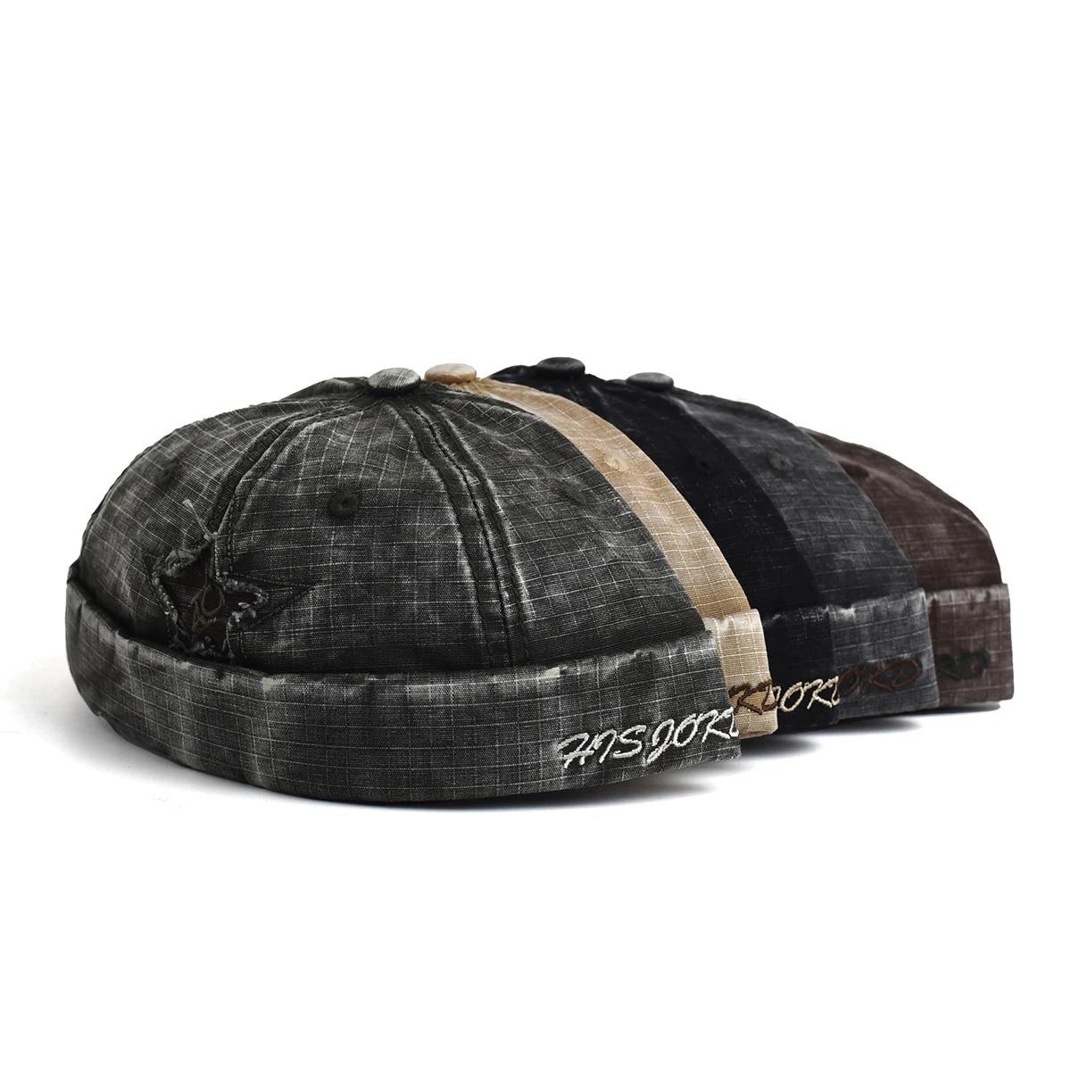 Four Seasons Cotton Solid Docker Cap Brimless Hat Beanie Hats Landlord Sailor Cap Men and Women