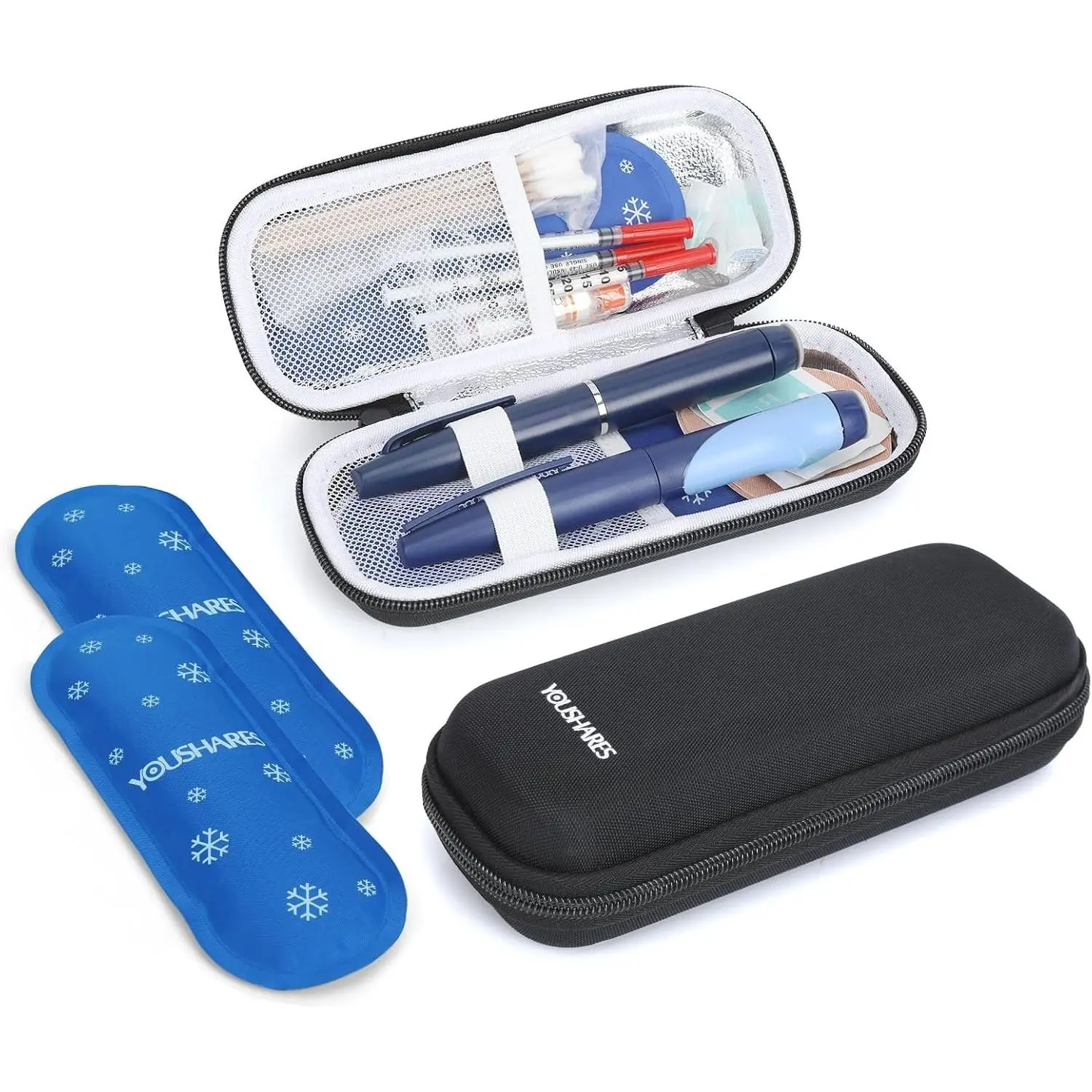 Insulin Cooler Travel Case, GLP-1 Diabetic Medicine Cooling Bag for Zepbound for Mounjaro Pen, Refrigerated Diabetes Supplies Organizer with 2 TSA Approved Ice PackGift