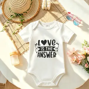 Love Is The Answer Baby Onesie, Soft Cotton Unisex Infant Bodysuit with Snap Closure, Cute Newborn Essentials and Baby Shower Gift for Boys and Girls