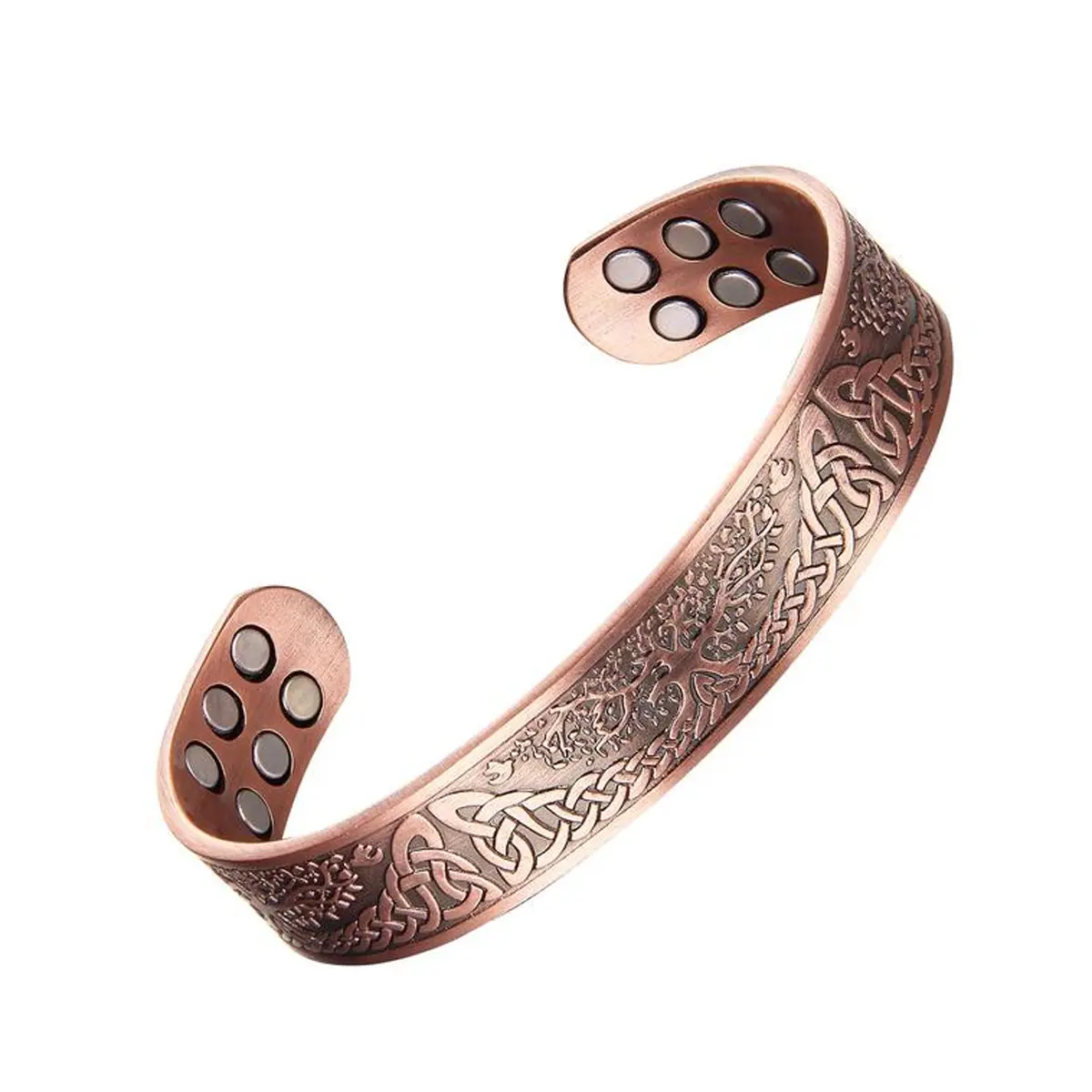 Tree of Life Pure Copper Magnetic Bracelet for Men and Women, 18PCS 3500 Gauss Neodymium Magnets, Adjustable Cuff Bangle, Unisex Fashion Jewelry Gift for Him and Her