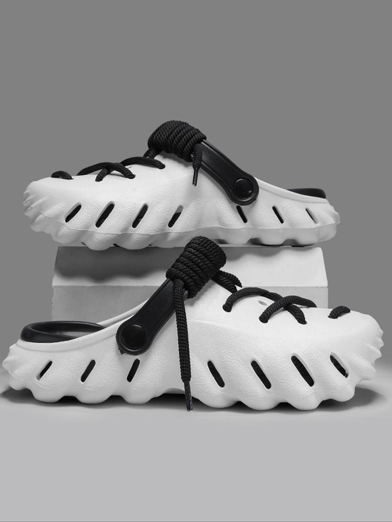 Unisex's Minimalist Casual Lace Up Clogs, Trendy Soft Non-slip Comfortable Clogs, Fashionable Shoes for Indoor & Outdoor Wear