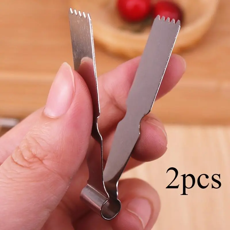 2/5pcs Modern Stainless Steel Pastry Tongs with Handle - Heat Resistant, Non-Toxic Multi-Purpose Kitchen Tea Baking Clip for Walnut Crisps, Peanut Cookies, Anti-Scalding