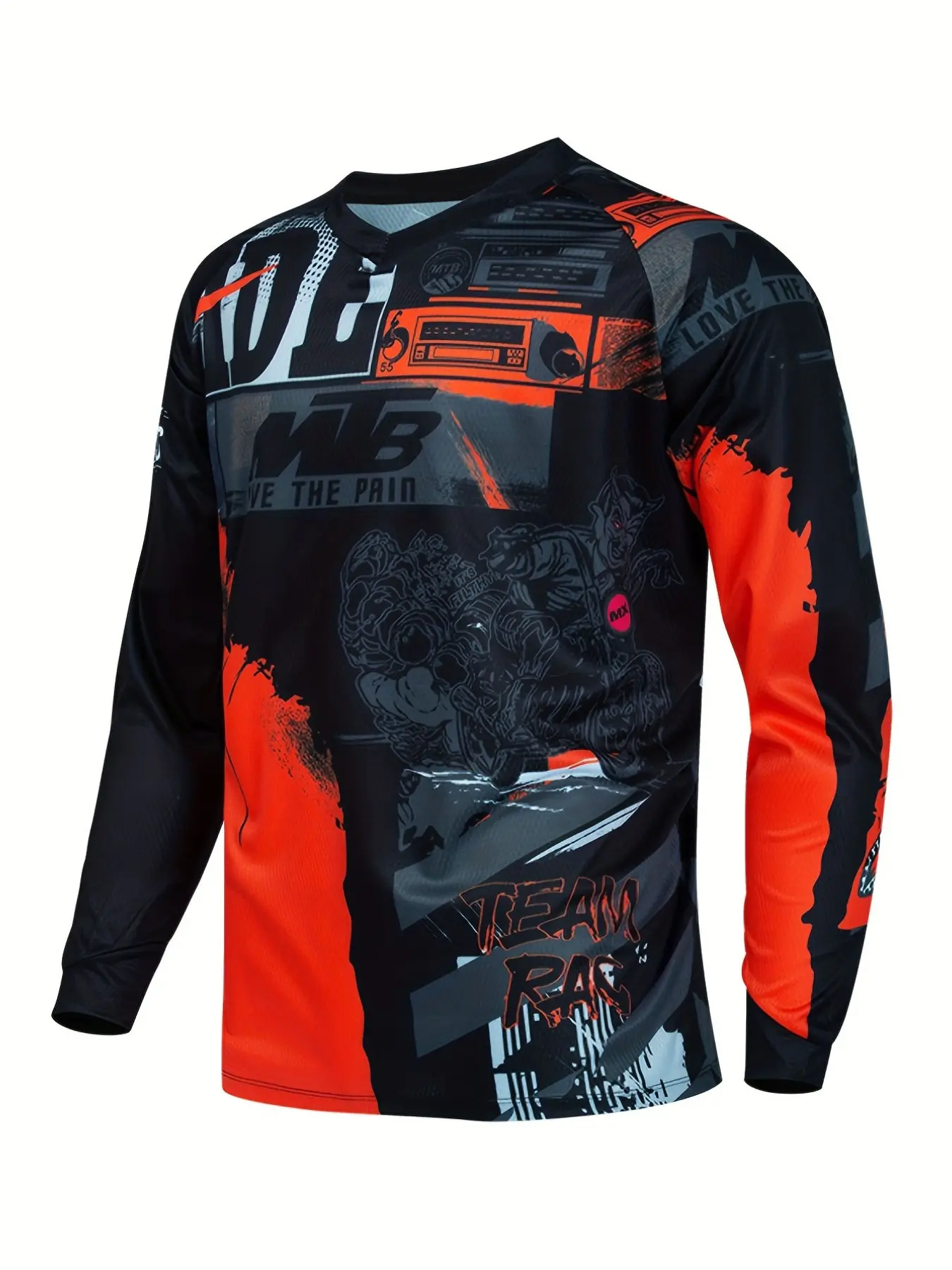 Downhill cycling suit for MTB racing, casual fitted long-sleeved shirt, full-color print, suitable for both men and women, mountain bike clothing for all occasions