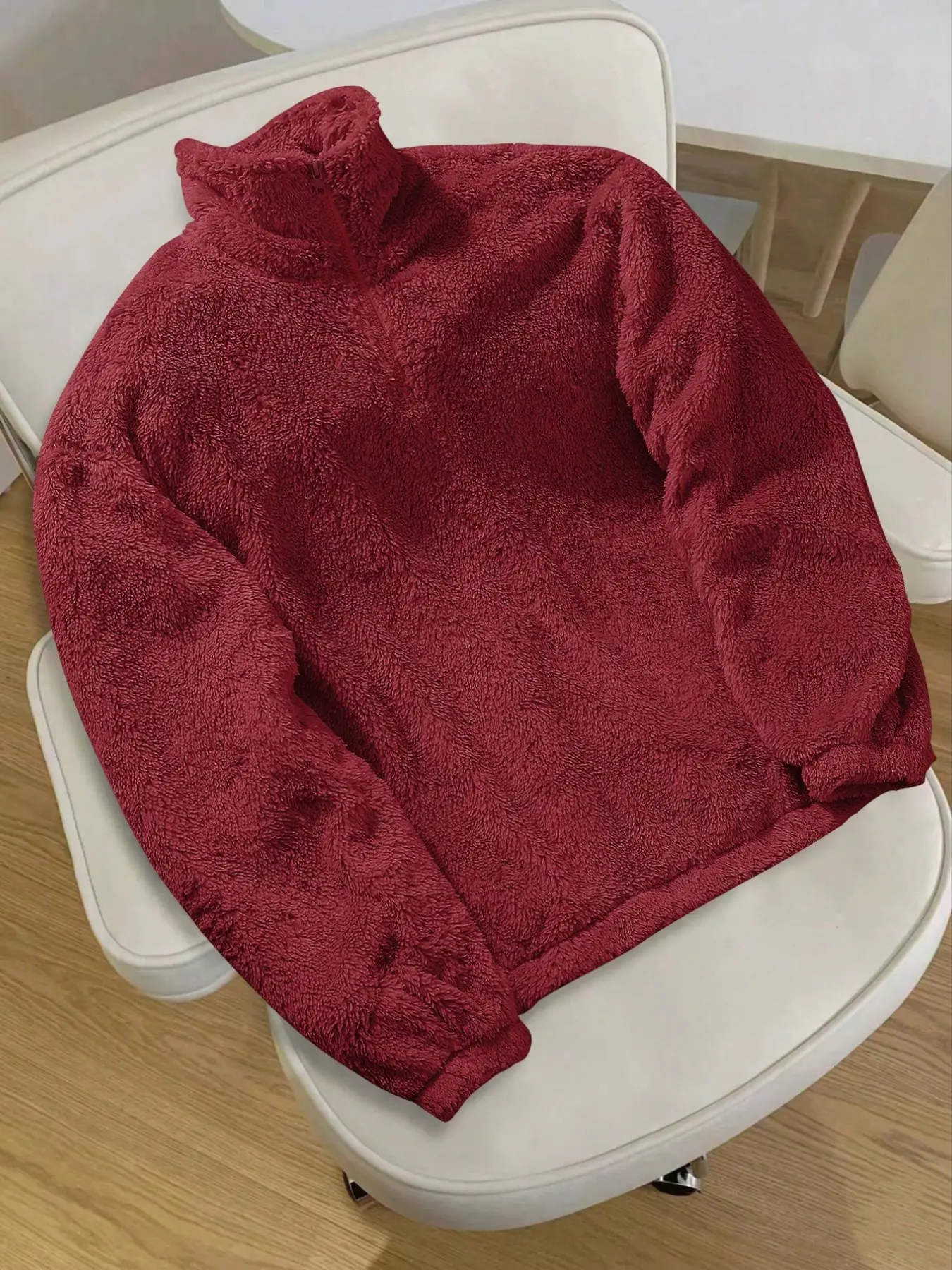 Men's Fashion Solid Half-Zip Fleece Sweatshirt, High Neck Loose Fit, Casual Comfortable Warm, Stand Collar, Fall Winter Drop Shoulder, Multi Colors