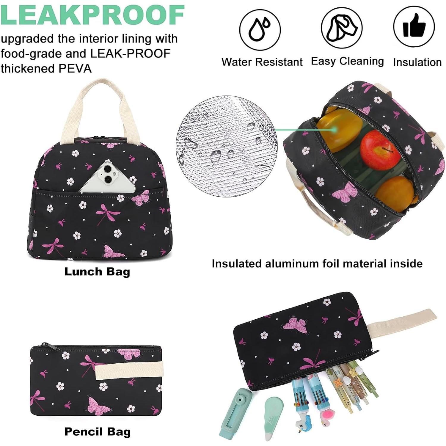 Backpack for Girls, Teens School Bags Bookbags Set with Lunch Bag Pencil Case