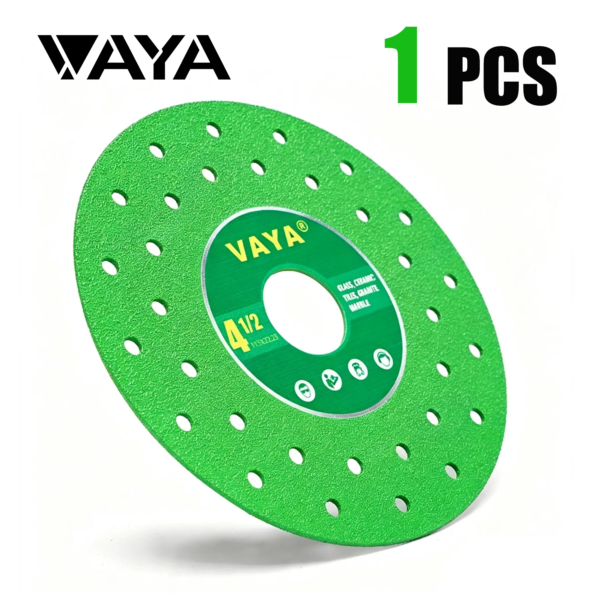VAYA 115mm Diamond-Coated Saw Blade (1PCS) - Angle Grinder Attachment for Cutting Tiles, Marble Glass, 45-Degree Chamfered Cutting Disc with Porous Heat-Dissipating Design