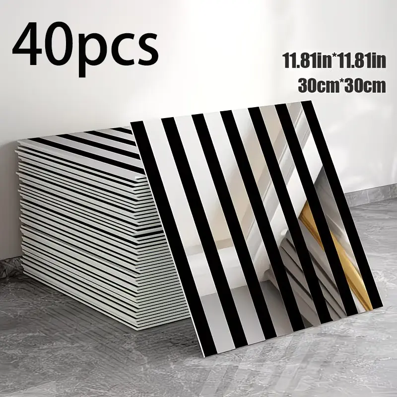 40pcs Glossy Marble Wallpaper Stickers, Waterproof Wallpaper Film, Decorative Wallpaper, Removable Vinyl, Luxurious Design, Easy Install & Clean, Ideal for Living Room, Bedroom, Bathroom, Kitchen
