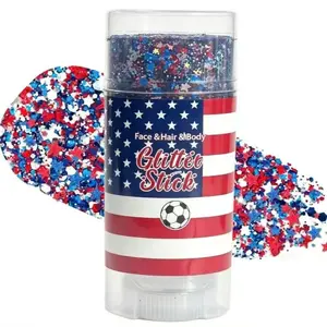 4th of July Glitter Stick | Red, White & Blue Body & Hair Sparkle for Independence Day Party, Festival & Fun Holiday Look Glitter Makeup