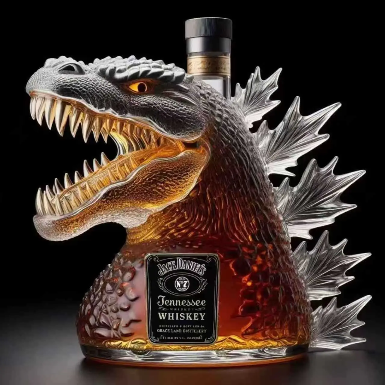 Godzilla 70th Anniversary Whiskey Decanter, Limited Edition Glass Bottle, Collectible Liquor Container, Iconic Monster Design, Premium Liquor Bottle