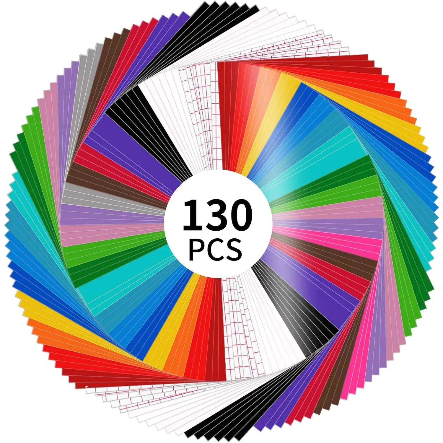 130 Pack Permanent  - 12 "x12 Self Adhesive  Sheets,120 Sheets & 10 Transfer Tape Sheets for  Machines and Decor Sticker