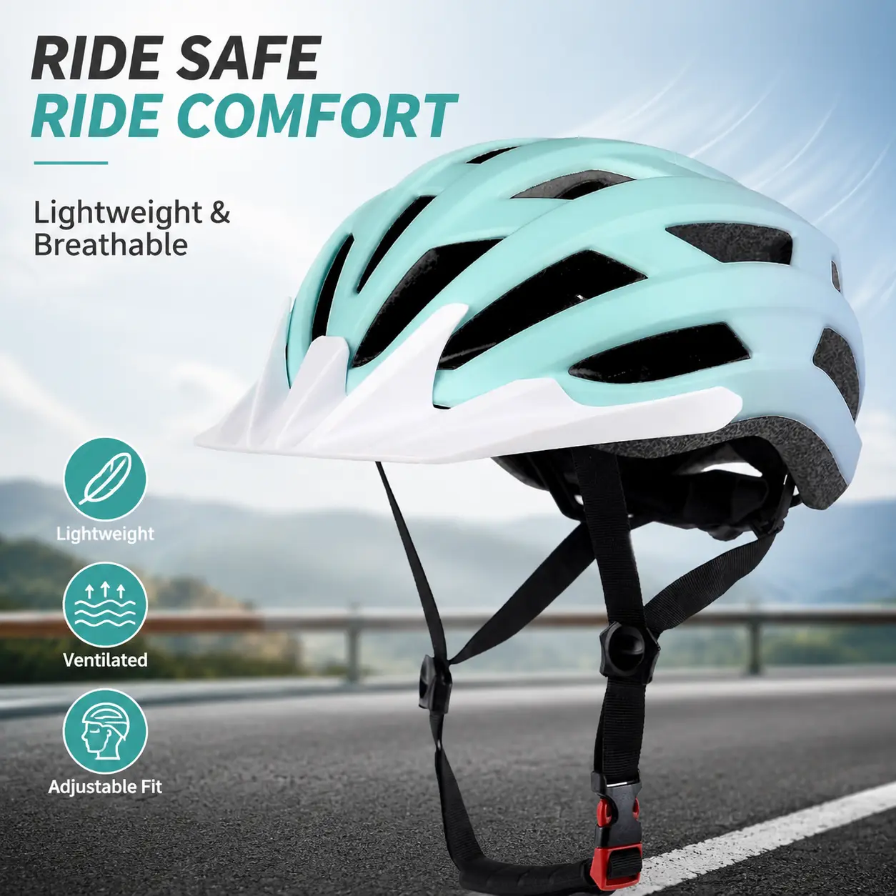 Bike Helmet for Adults, Women, Men, Youth and Kids, Lightweight Mountain Road Cycling Helmet with Adjustable Dial and Removable Visor for Outdoor Bicycle Riding