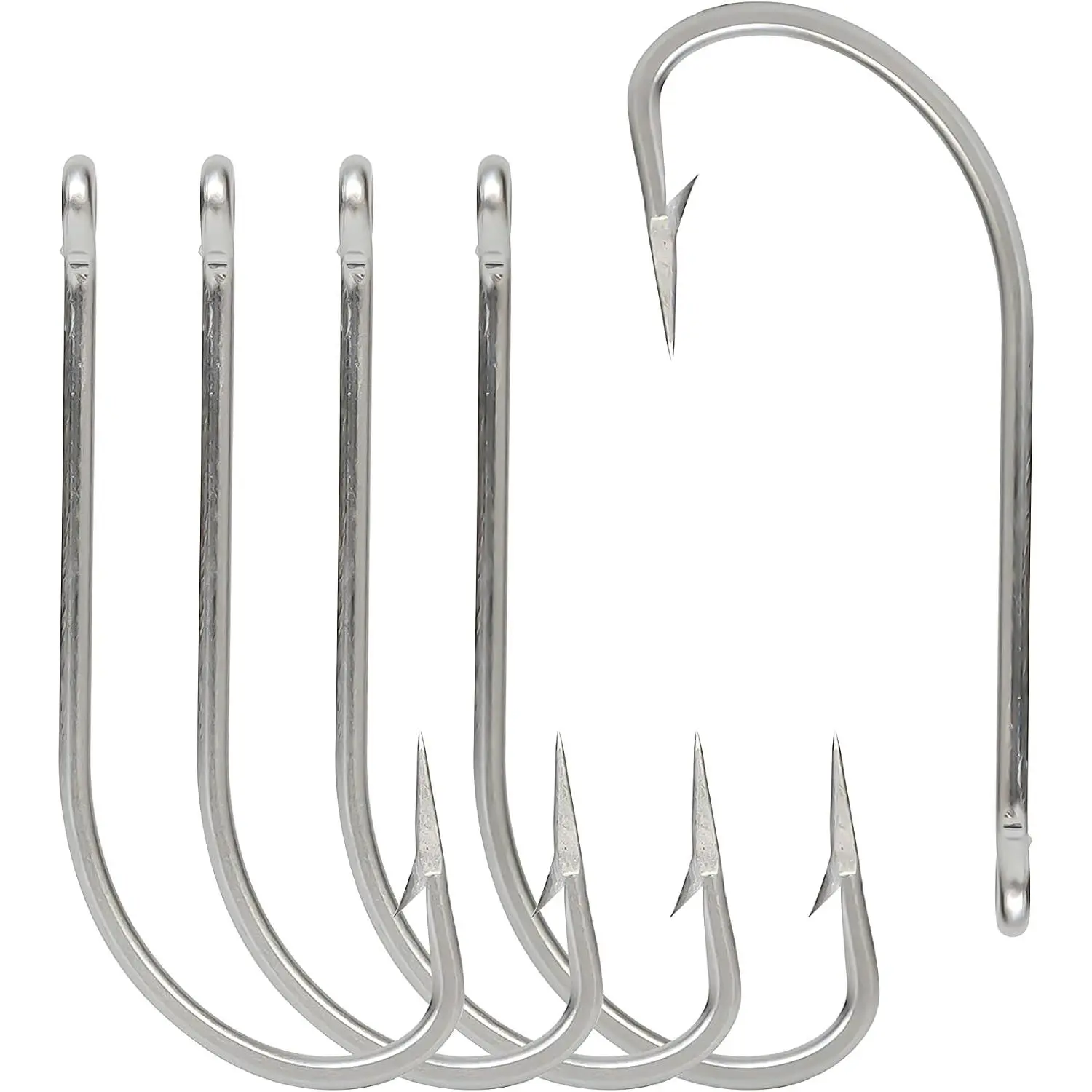 Stainless Steel O'Shaughnessy Fishing Hooks, Heavy Duty Rust-Proof Long Shank Fishing Gear, 5 Count/10 Pcs for Saltwater Bass & Freshwater Use