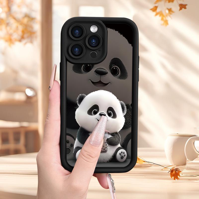 Case Designed for iPhone 16 Pro Max 15 Plus 14 13 Mini 12 11 X XR XS Creative Panda Pattern Design Drop Protection Anti-Scratch Silicone Soft Phone Cover Gift for Girls and Women