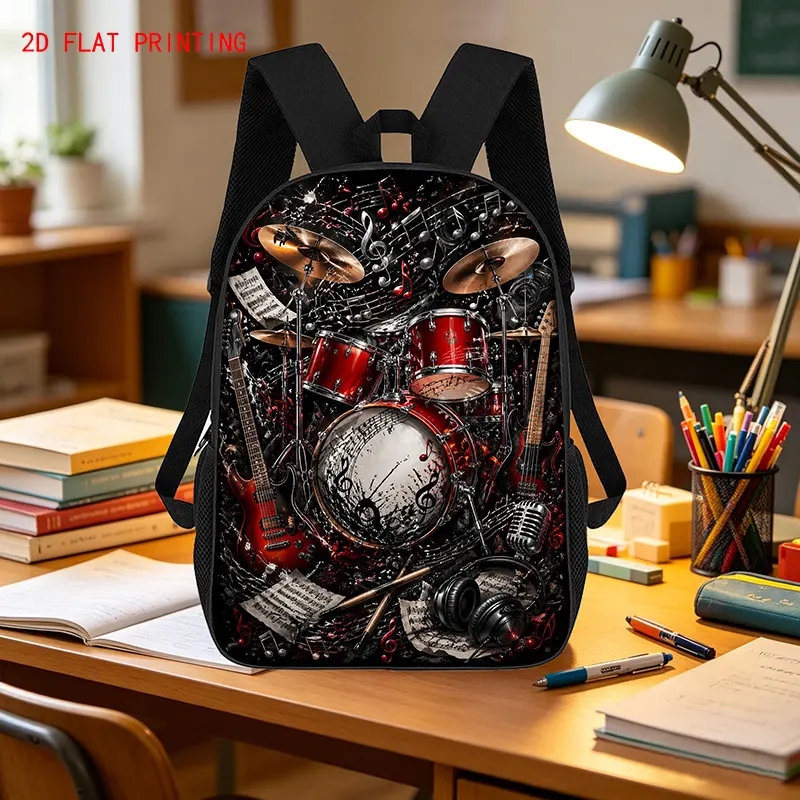 1pc Dynamic Drum Kit and Musical Chaos Backpack, Spacious Enough to Easily Hold Items, for Organized Storage, Keeping Small Items Neat and Tidy. Whether for Campus Study, Daily Commuting, Short Trips, or Outdoor Activities, It Is an Ideal Choice