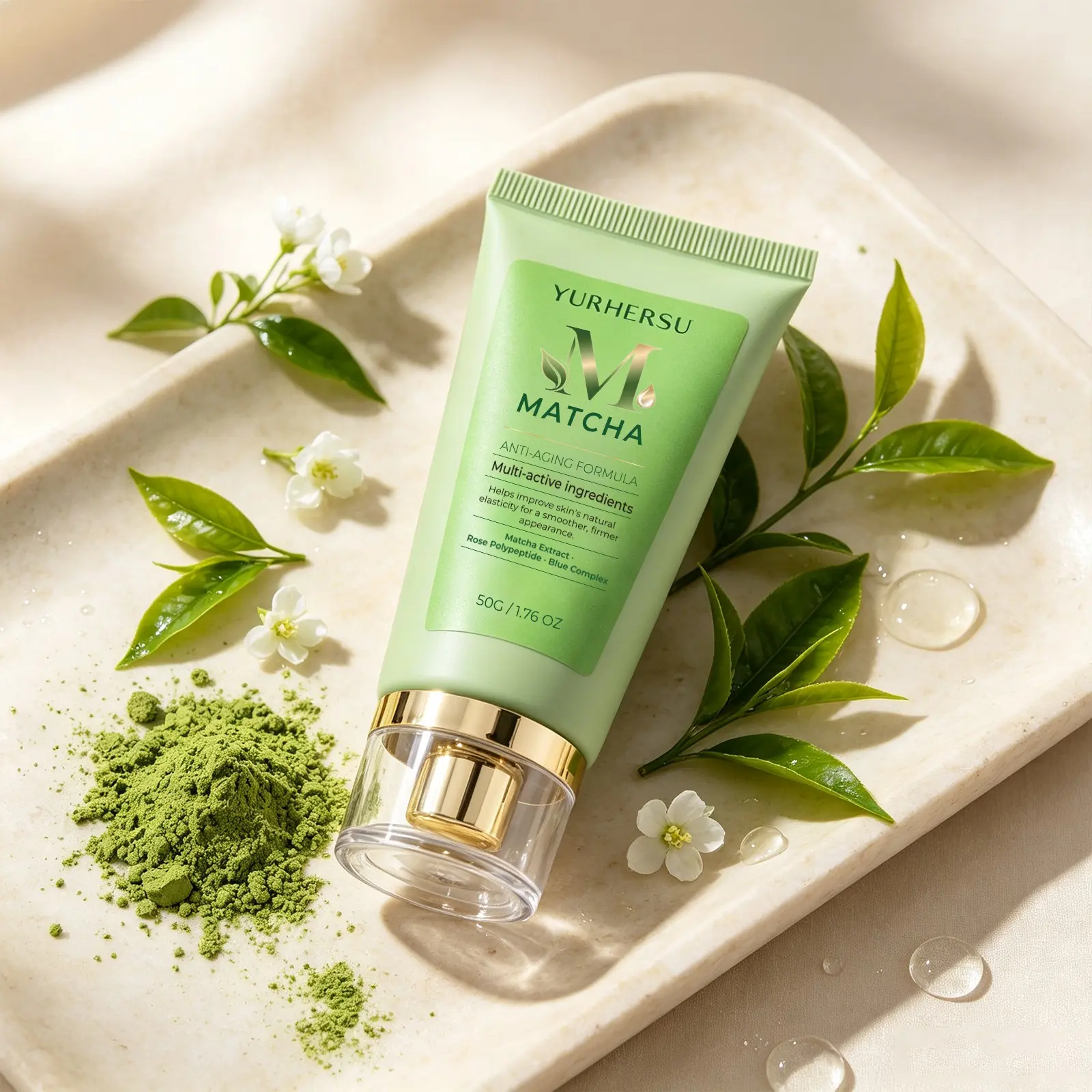 Matcha Face Moisturizer Cream with Rose Polypeptide & Blue Complex, Antioxidant Rich Facial Cream, Long Lasting Hydration, Calming Irritation, Support Elasticity & Glowing Skin