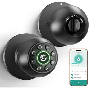 Fingerprint Door Lock -  Door Knob, Biometric Door Lock with Keypad Passcode Door Handle for Bedroom  Office (Black)