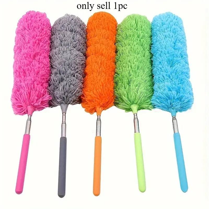 1pc, Microfiber Dusting Brush, Non-feather Duster, Non-Scratch Bendable Head Dust Brush, Stainless Steel Telescopic Duster，Extendable Long Handle Duster, Cobweb Duster, Washable Duster For Ceiling, Fan, Furniture, Cleaning Supplies，Holiday gifts