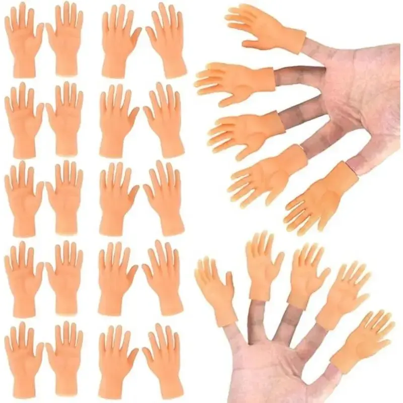 Mini Rubber Finger Puppets, Realistic Cute Little Hand Finger, Handheld Puppet Show Prank Gag, Party Favors, Gifts, Performance Props