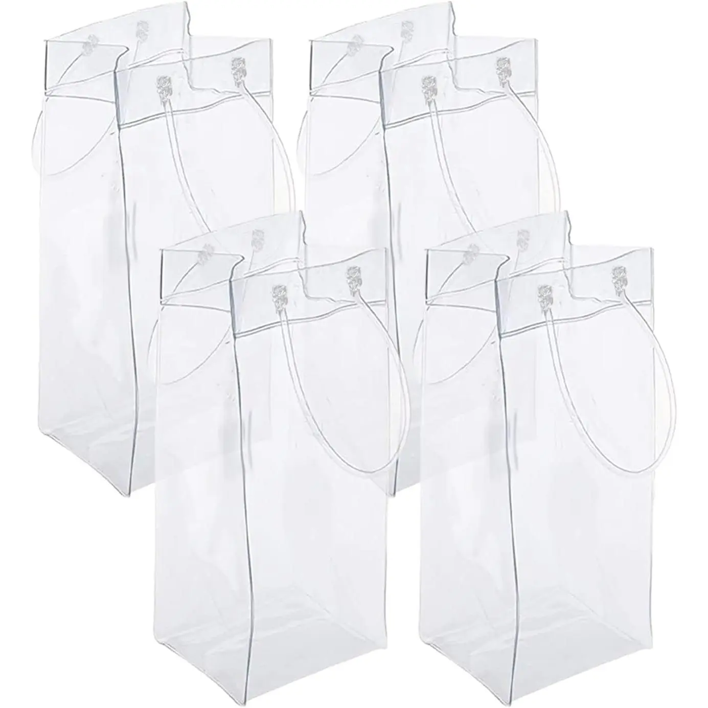 4 Pack Wine Ice Bag Beer Cooler Bag Portable Collapsible Clear PVC White Wine Chiller Ice Bag for Outdoor Party Cold Beverage (4pcs)
