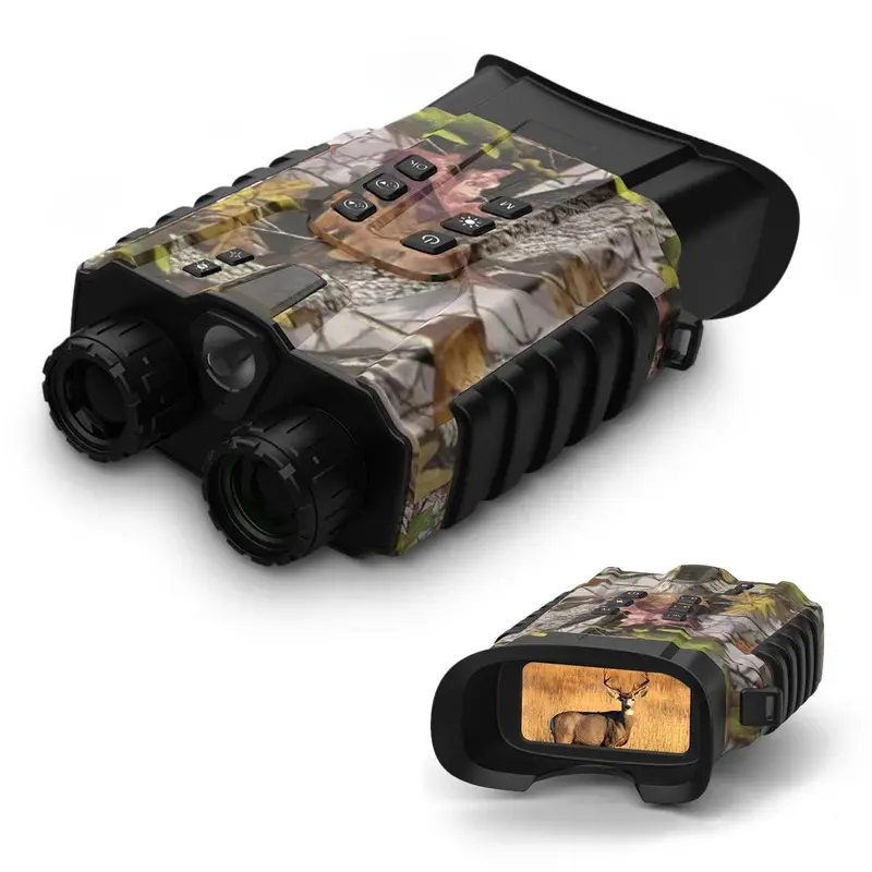 Digital Night Vision Binoculars for Adults, 4x Optical Zoom, 8x Digital Zoom, 250-300m at Night Range, Full Color Viewing, Backlit Buttons, Automatic Function, Camouflage Design, Tripod Compatible, 5200mAh, USB Charging, Neck Strap, 15Mp Photo
