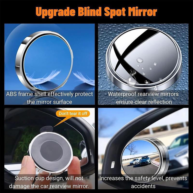 Universal Blind Spot Car Mirrors, 2 Pack Round HD Glass Convex Rear View Wide Angle Side Mirror Blindspot for Universal Vehicles