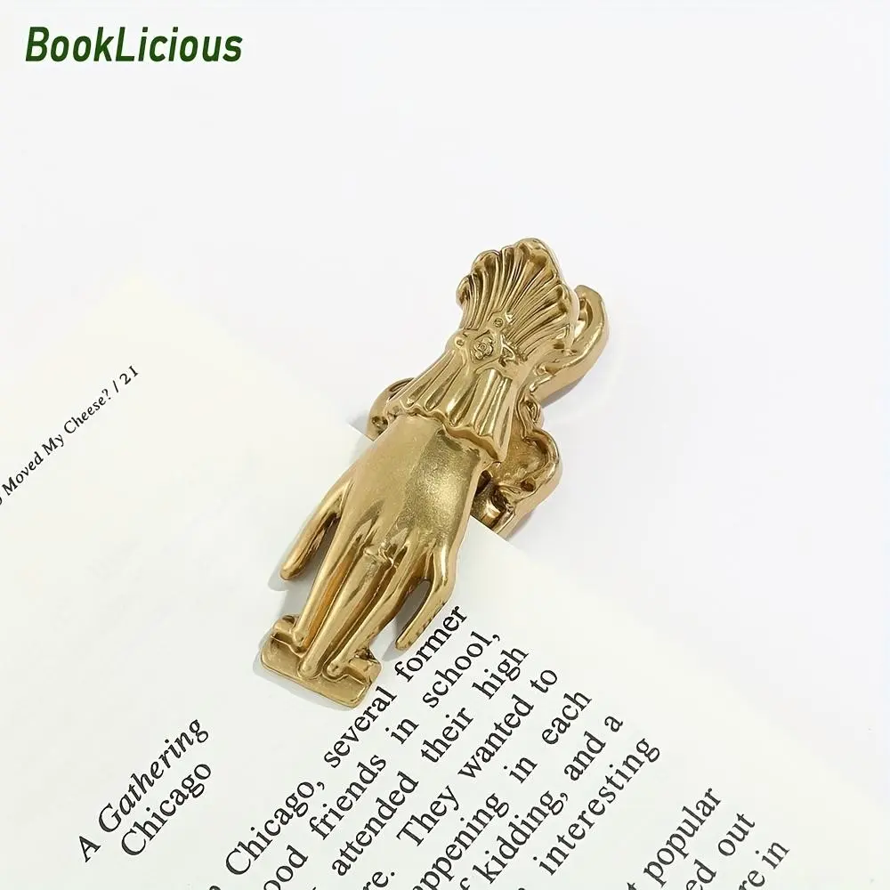 Golden Bookmark, Vintage Hand Shaped Clip, Metal Plated, Ideal for Girls, Sisters, Friends, Men, Women, Perfect Gift