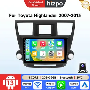 Hizpo Android 13 Car Radio for  Toyota Highlander 2007 - 2013 GPS Navigation Wireless CarPlay Android Auto DSP Support Steering Wheel Control SWC