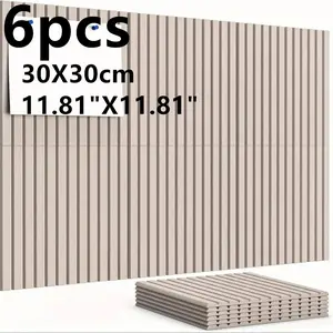 6pcs Camel Color Striped Felt Bulletin Board, Home Office Wall Display Plan Board, Square Pinboard for Office, Family, School