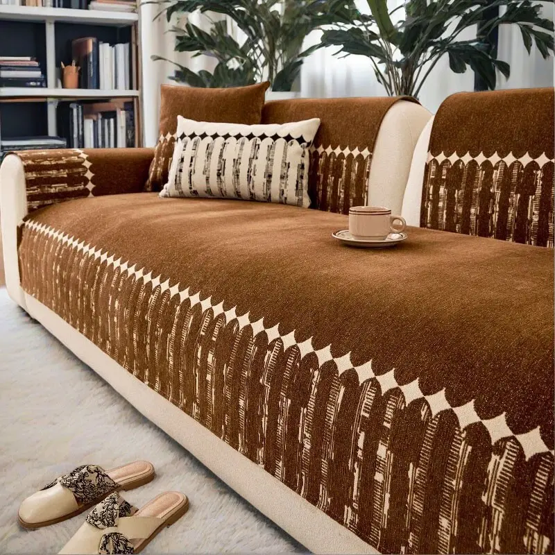 1pc Chenille Sofa Cushion, Pet-Friendly All-Season, Soft Non-Slip, Breathable, Indoor Sofa Cushions, Suitable for Bedroom, Office, Living Room, 1-4 Seater, Chaise Lounge