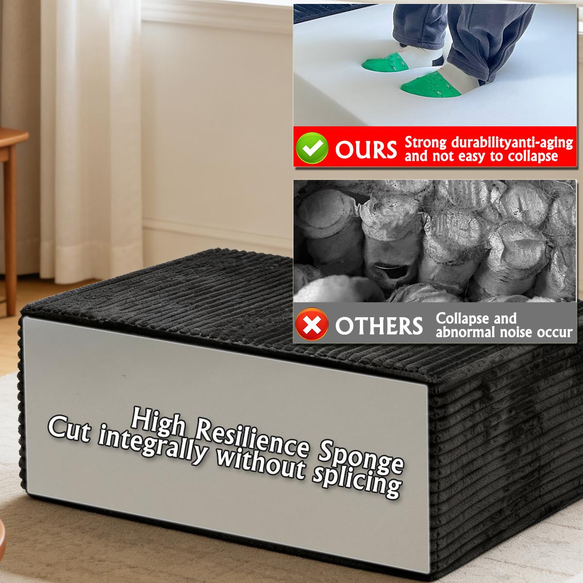 Luxury corduroy boneless sofa with matching ottoman. This footstool is suitable for living rooms, bedrooms and apartments. coffee table It requires no assembly and is made of comfortable flannel fabric.