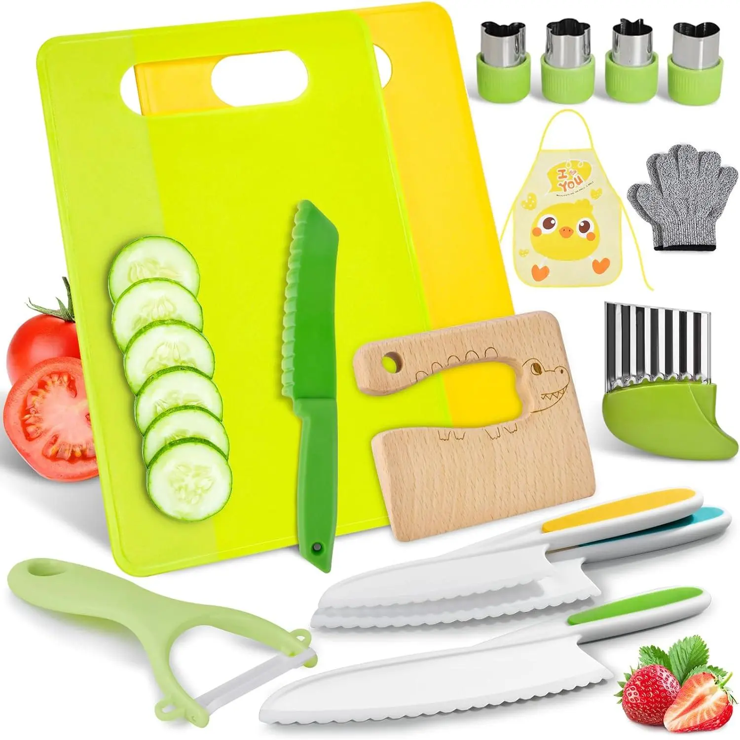 15PCS Montessori Kitchen Toys for Toddlers: Stocking Stuffers for Kids - Kids Safe Cooking Sets Real Knife Set for Real Cooking - Easter Basket Stuffers Christmas Birthday Gifts for Boy Girlfidget toys