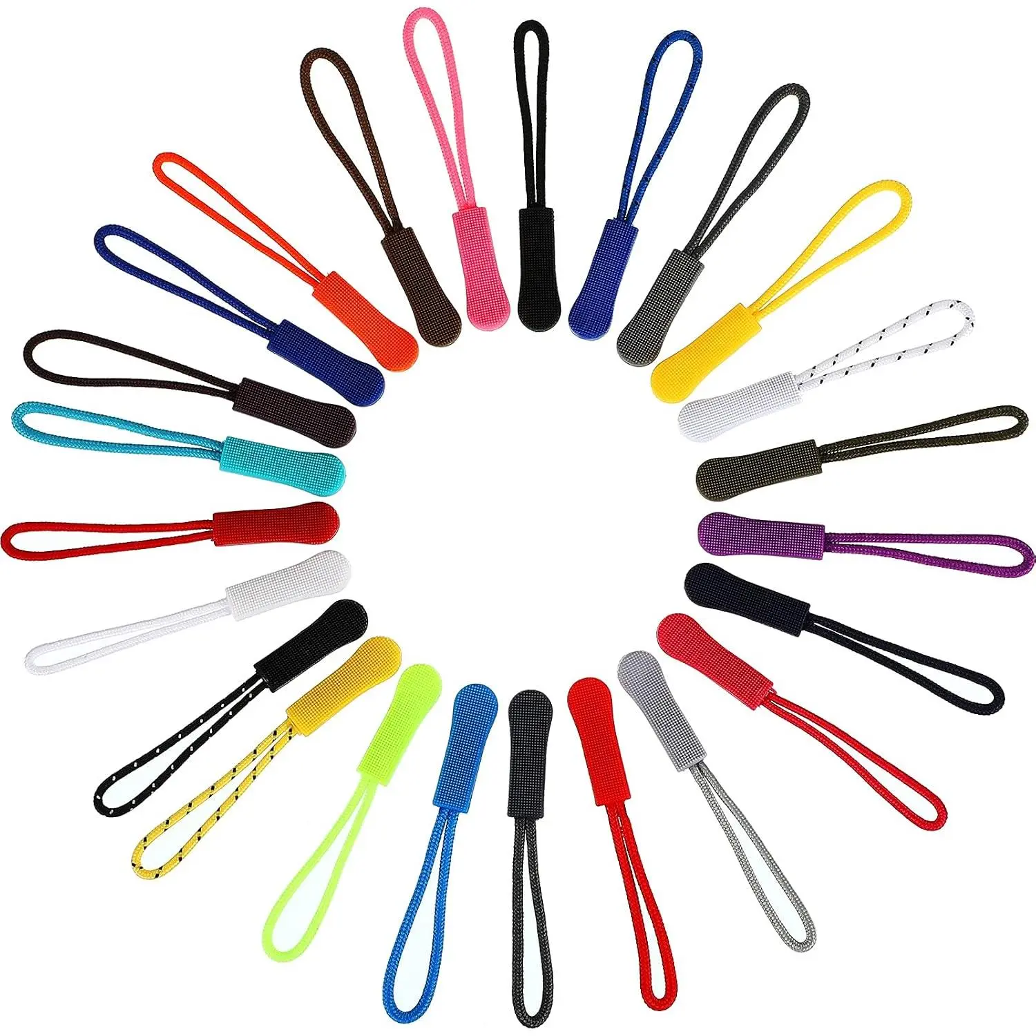 50 count Zipper Pulls, 25 Colors Zipper Tags  Nylon Cord Pull Tab  for Backpacks, Jackets, Luggage, Purses, Handbags, Sweatshirt